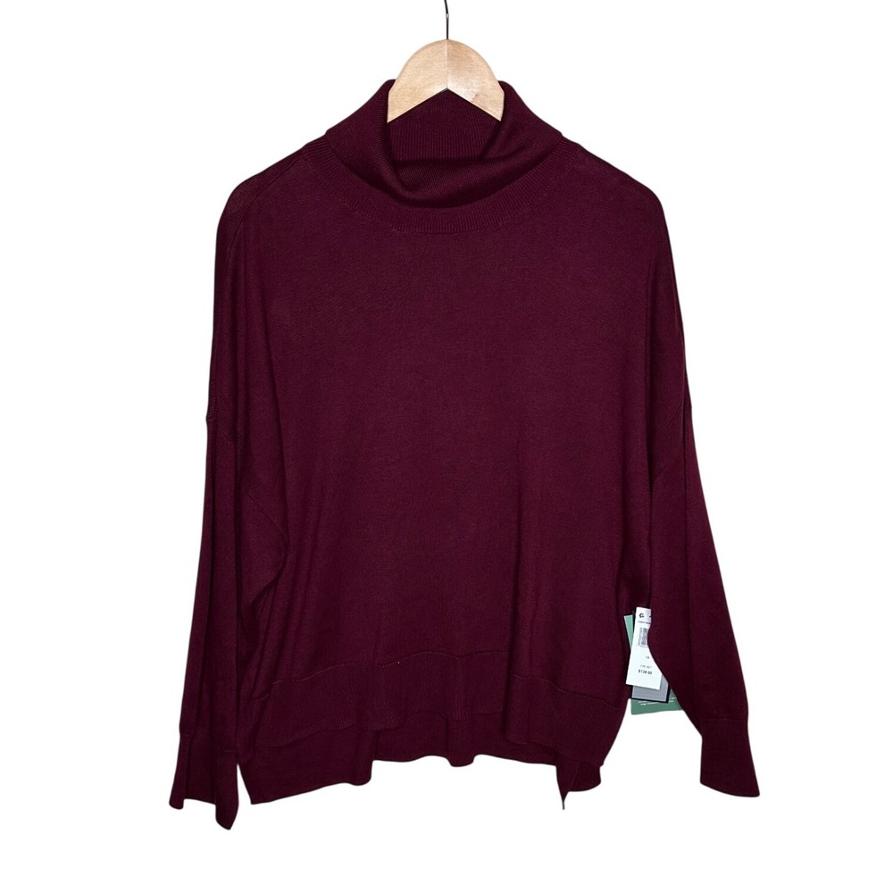 NWT Sam and Jess Turtleneck Ribbed Knit Trim Sweater size 1X Burgundy Red